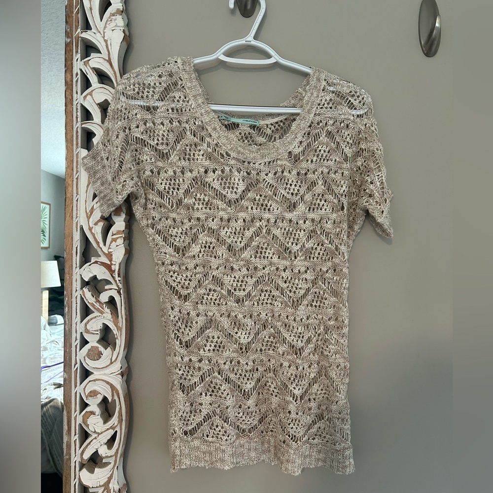 Maurices Beige Knit Short Sleeve Top